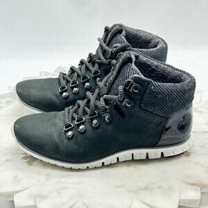 Cole Haan Zerogrand Women's Gray Leather Hiking Boots Lace up Waterproof Sz 7B
